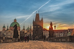 Sonnenaufgang auf der Karlsbrücke